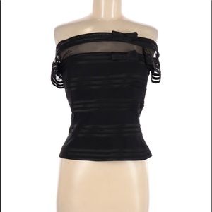 JS Off the Shoulder Black Top with Bow Accent